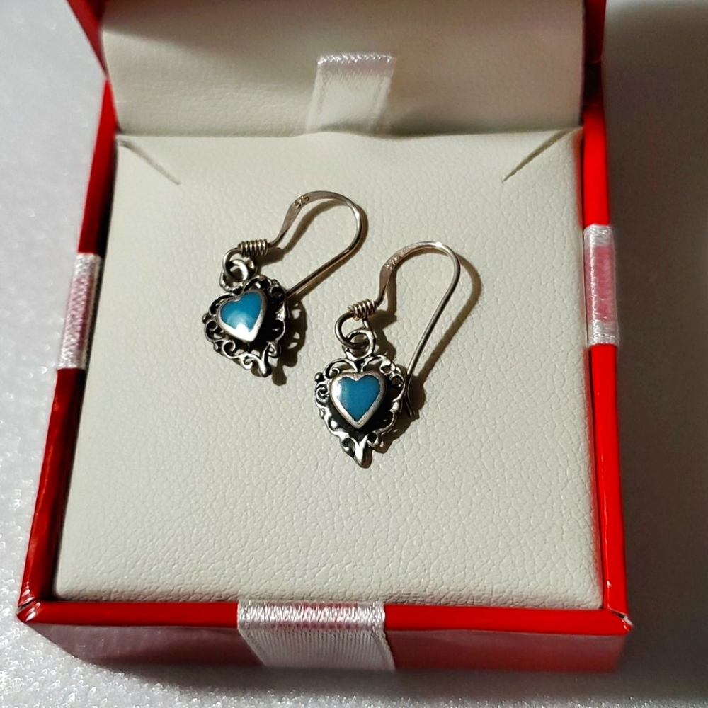 Mudd Silver and Blue Heart Earrings
